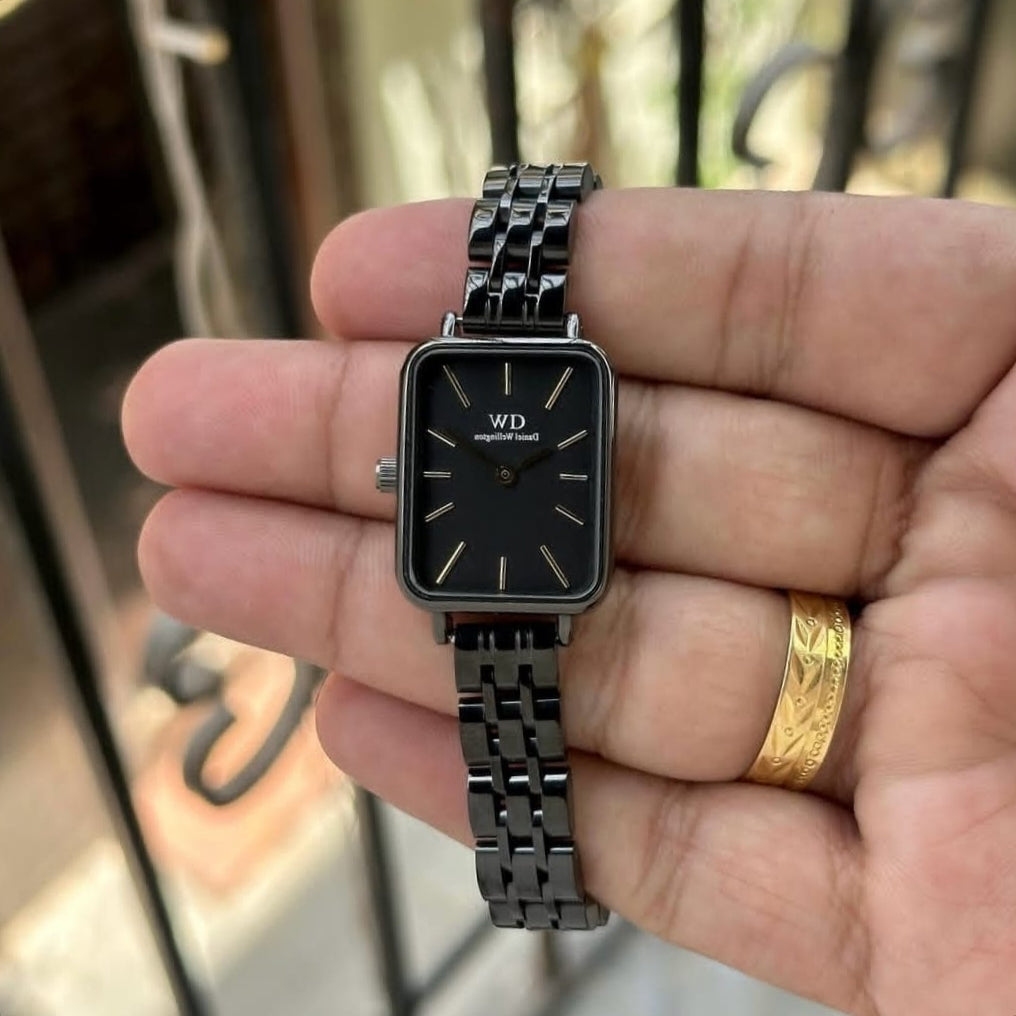 DWD FULL BLACK LADIES STAINLESS STEEL CHAIN WATCH