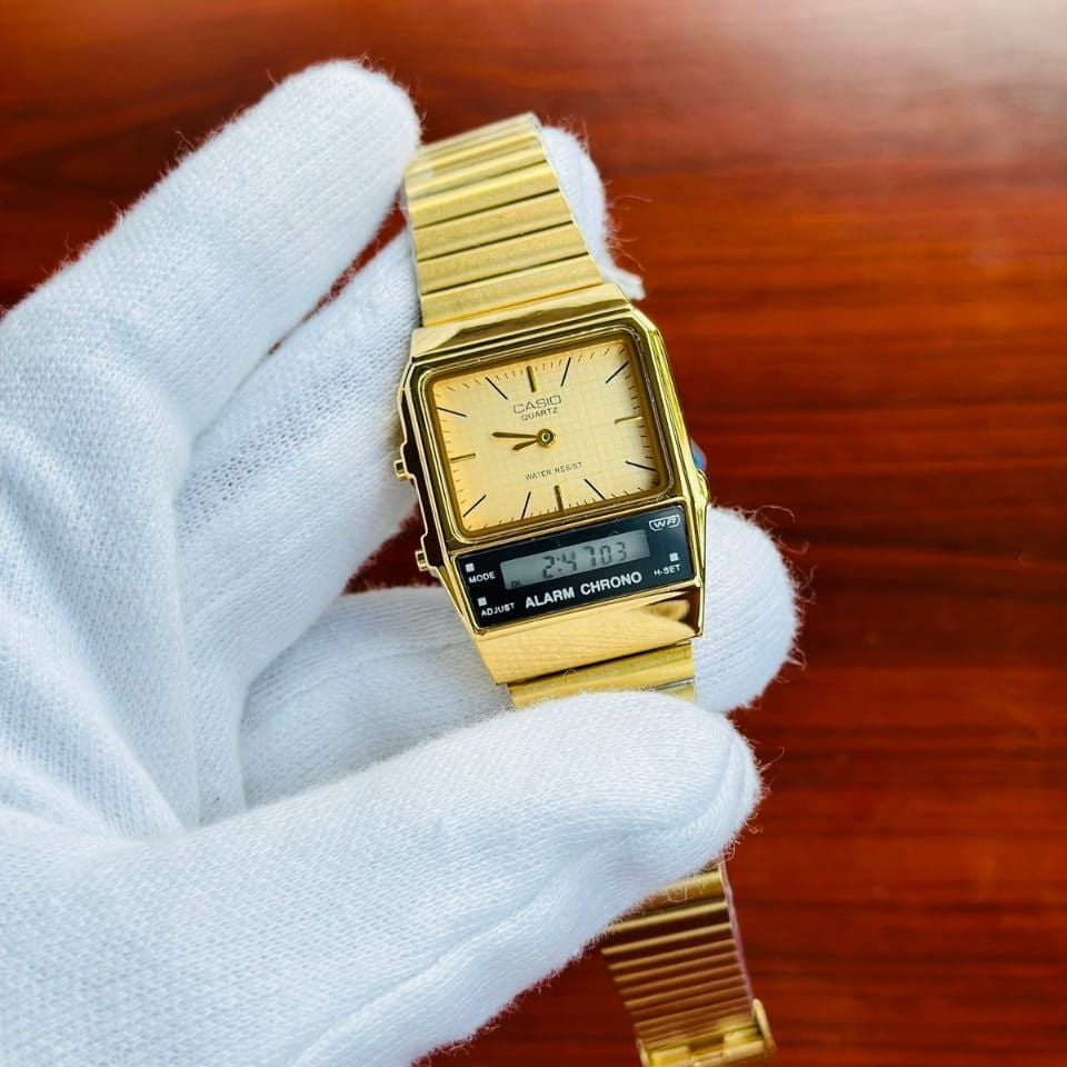 UNISEX VINTAGE ANALOG-DIGITAL DIAL STAINLESS STEEL WATCH
