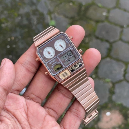 CITICEN DUAL TIME STAINLESS STEEL WATCH